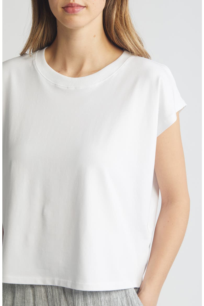 Cap Sleeve Crop T-Shirt, Alternate, color, WHITE