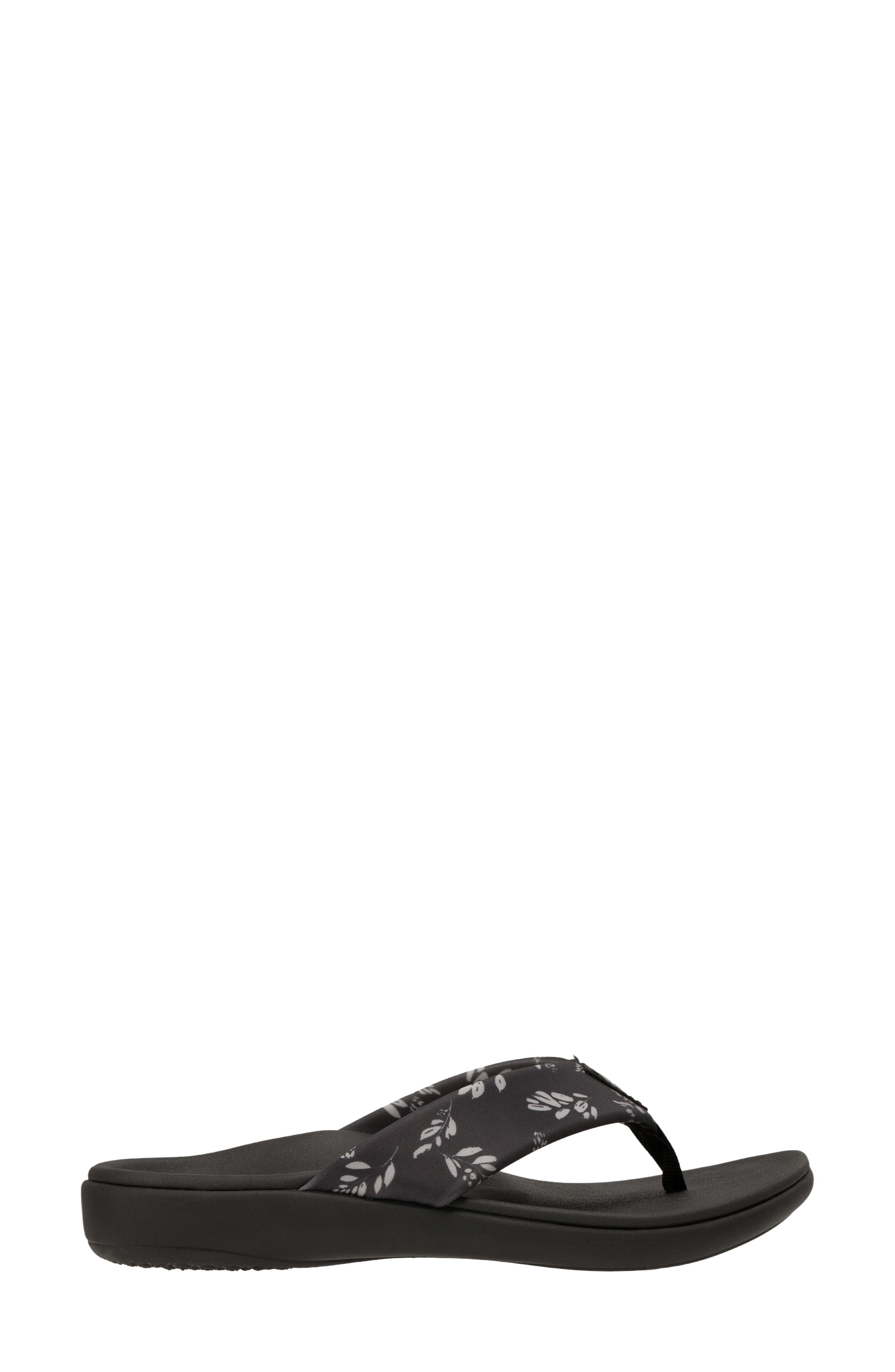 Dahlia Botanical Orthotic Flip Flop, Alternate, color, BLACK