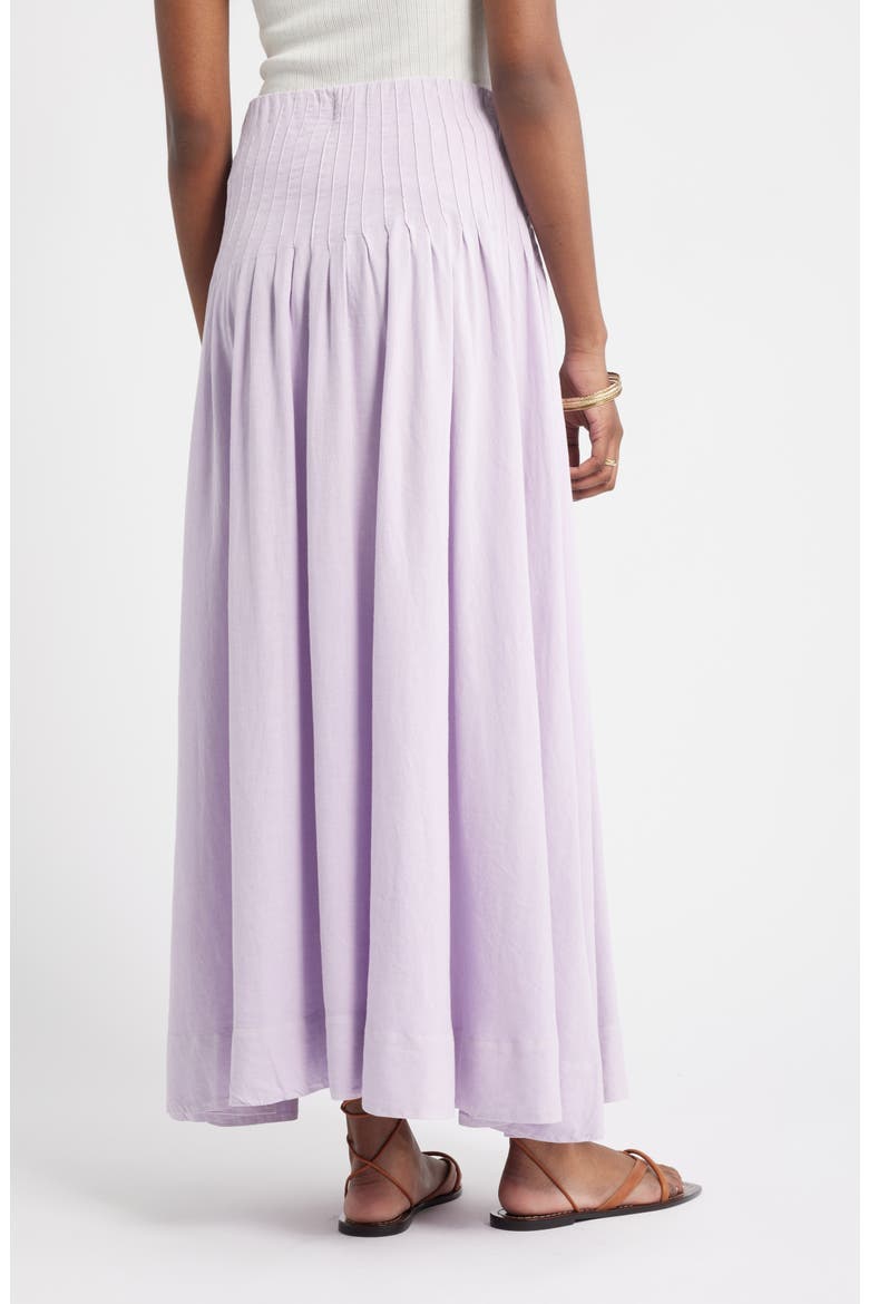 Pleat Accent Linen Blend Maxi Skirt, Alternate, color, PURPLE MOSS