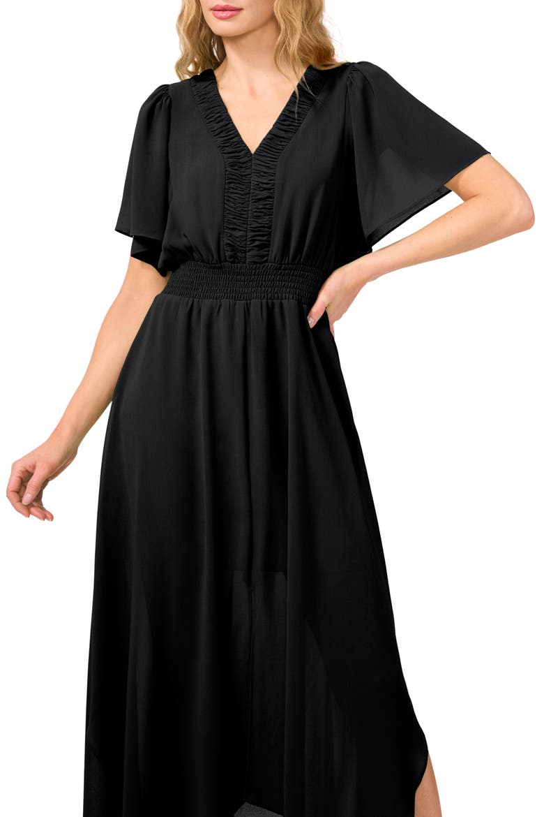 Handkerchief Hem Maxi Dress, Alternate, color, RICH BLACK