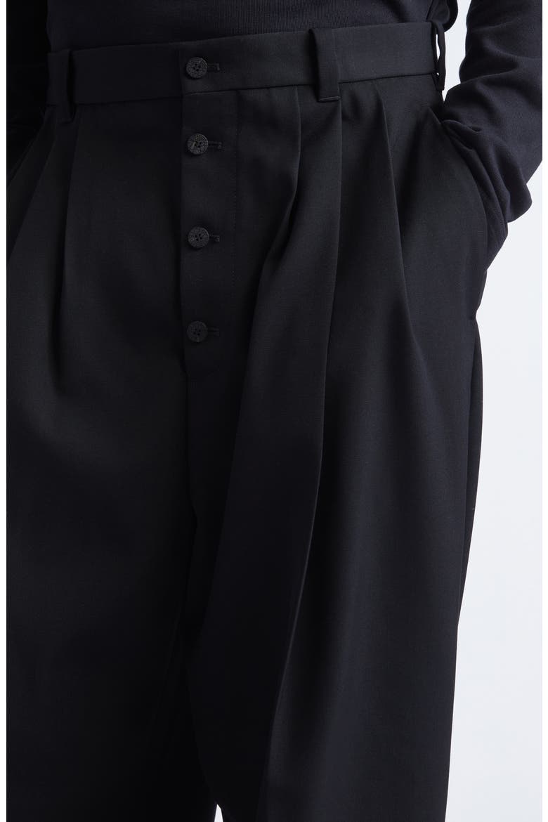 Le Pantalon Fernando Pleated Wool Pants, Alternate, color, BLACK