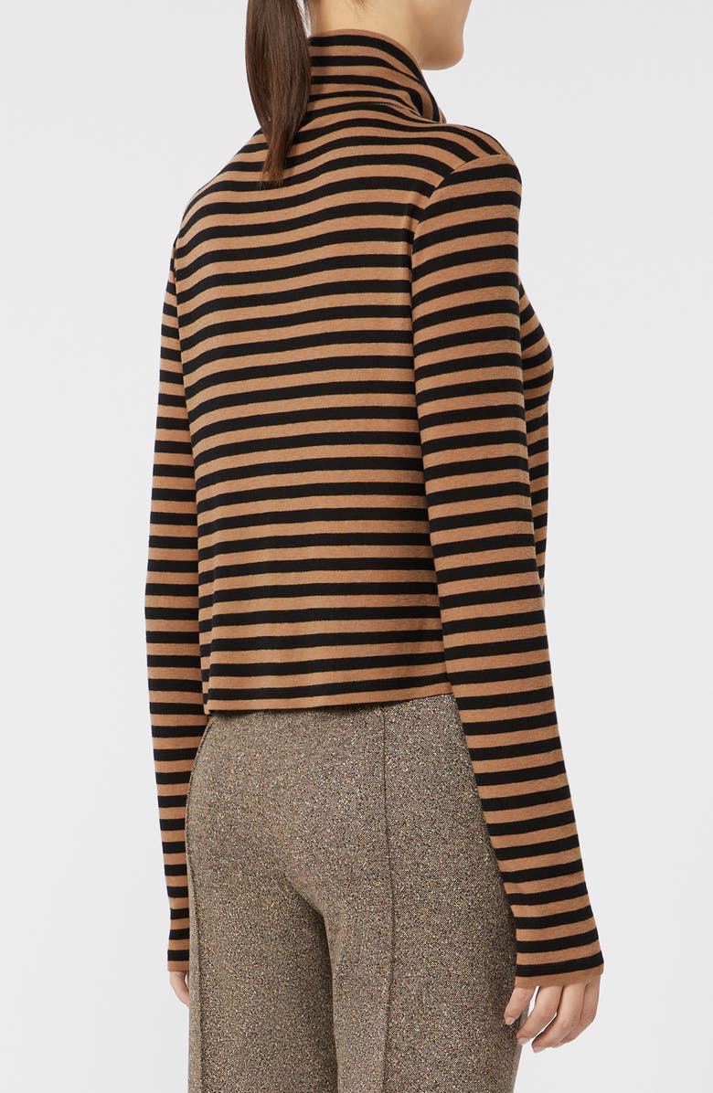 MM by Max Mara Blasy Stripe Mock Neck Shirt, Alternate, color, Camel