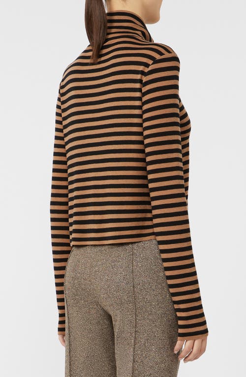 Mm By Max Mara Blasy Stripe Mock Neck Shirt In Brown