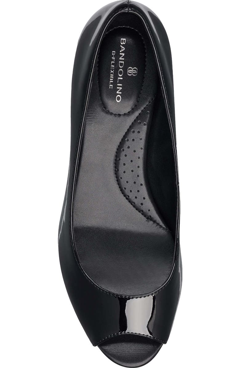 Bandolino Peep Toe Wedge Pump, Alternate, color, Black Faux Patent Leather