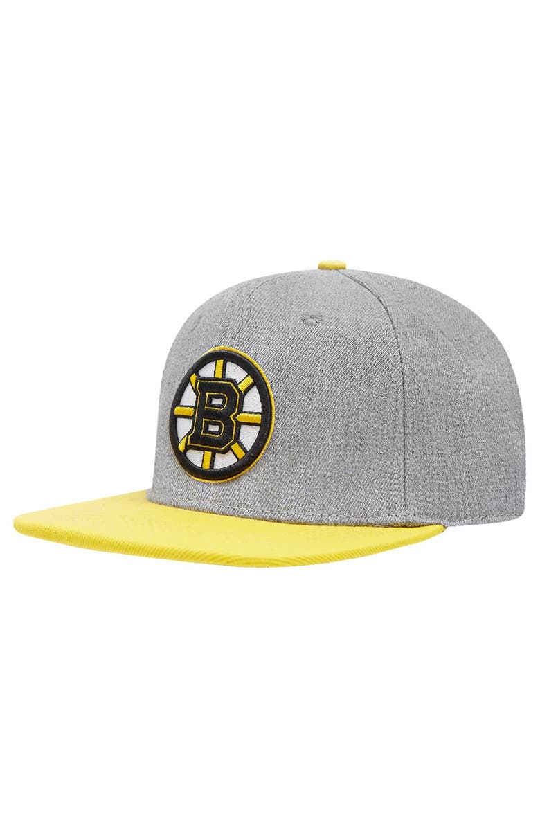 PRO STANDARD Men's Pro Standard Gray/Gold Boston Bruins Classic Logo Snapback Hat, Alternate, color, 