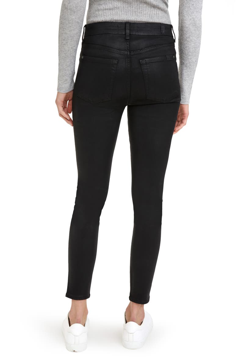 Coated High Waist Ankle Skinny Jeans, Alternate, color, COATED BLACK