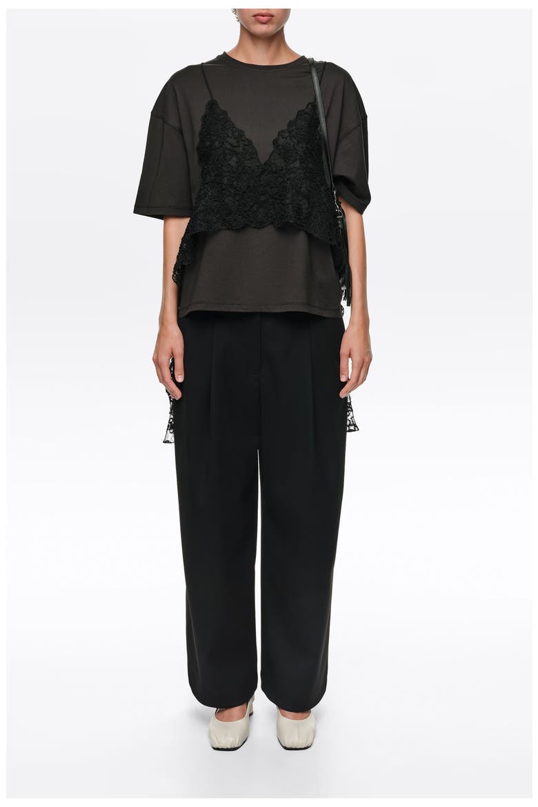 Lace Overlay Boxy T-Shirt, Alternate, color, WASHED BLACK