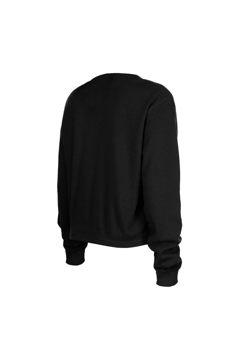 Women's New Era  Black Las Vegas Raiders Sport Night Thermal Long Sleeve Cropped T-Shirt, Alternate, color, Black