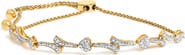 Haus of Brilliance Silver Diamond Accent Heart and Wave Link Bolo Bracelet