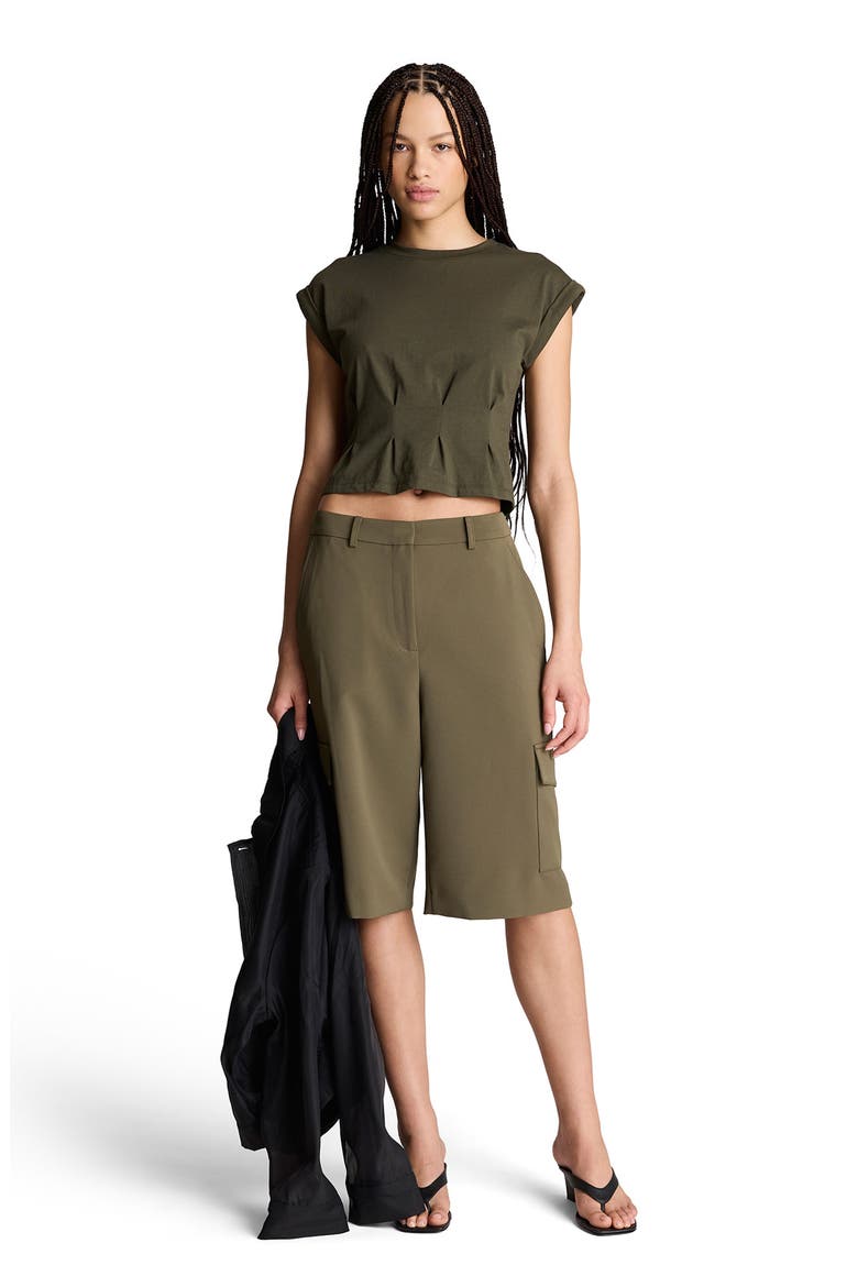 Extended Shoulder Peplum Top, Alternate, color, TURTLE GREEN