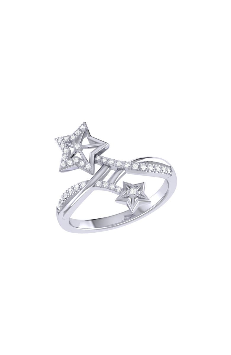 LuvMyJewelry Stars Entwined Sterling Silver Diamond Ring, Main, color, 