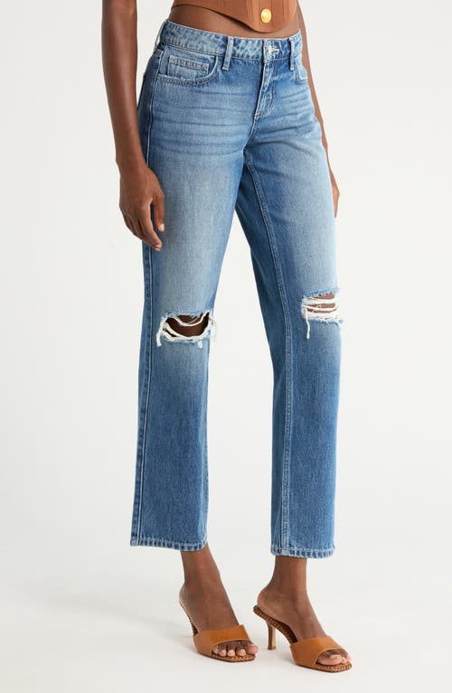 L Agence Nevia Low-rise Distressed Straight Jeans In Brown