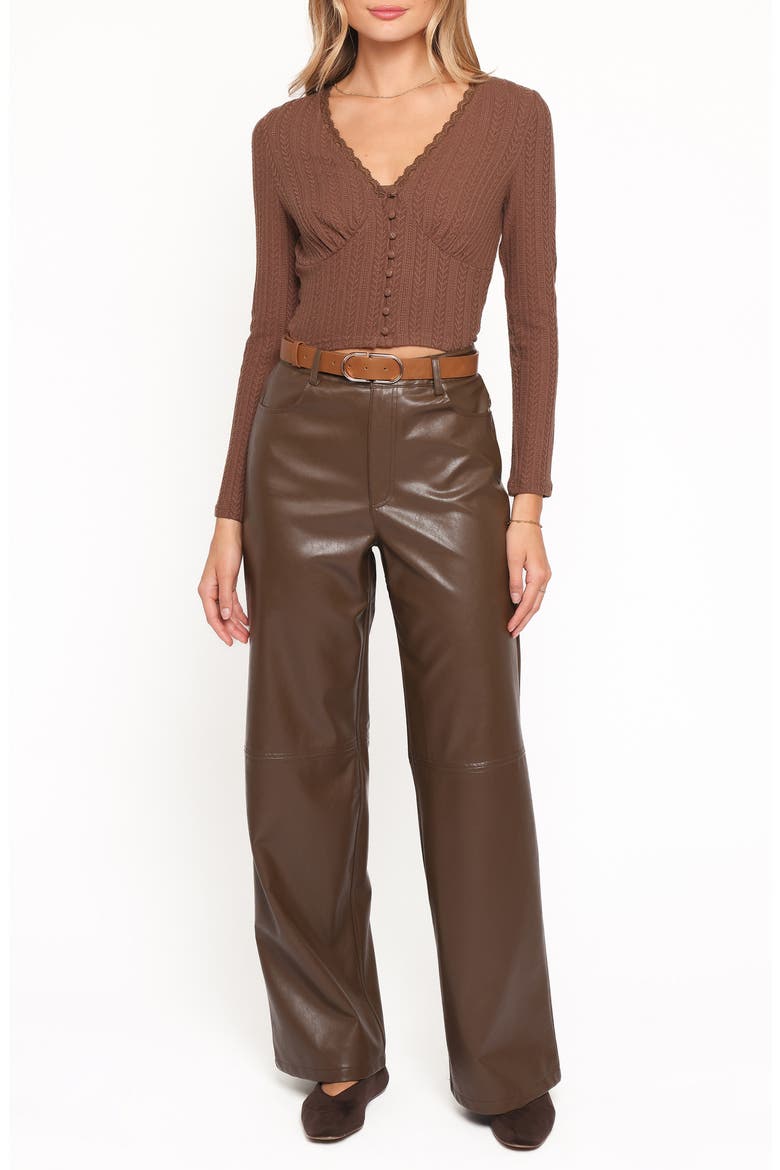 Emer High Waist Straight Leg Faux Leather Pants, Alternate, color, CHOCOLATE BROWN