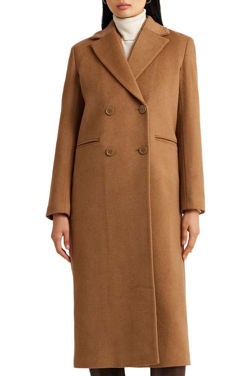 Ralph Lauren Double-breasted Wool-blend Cocoon Coat In Brown