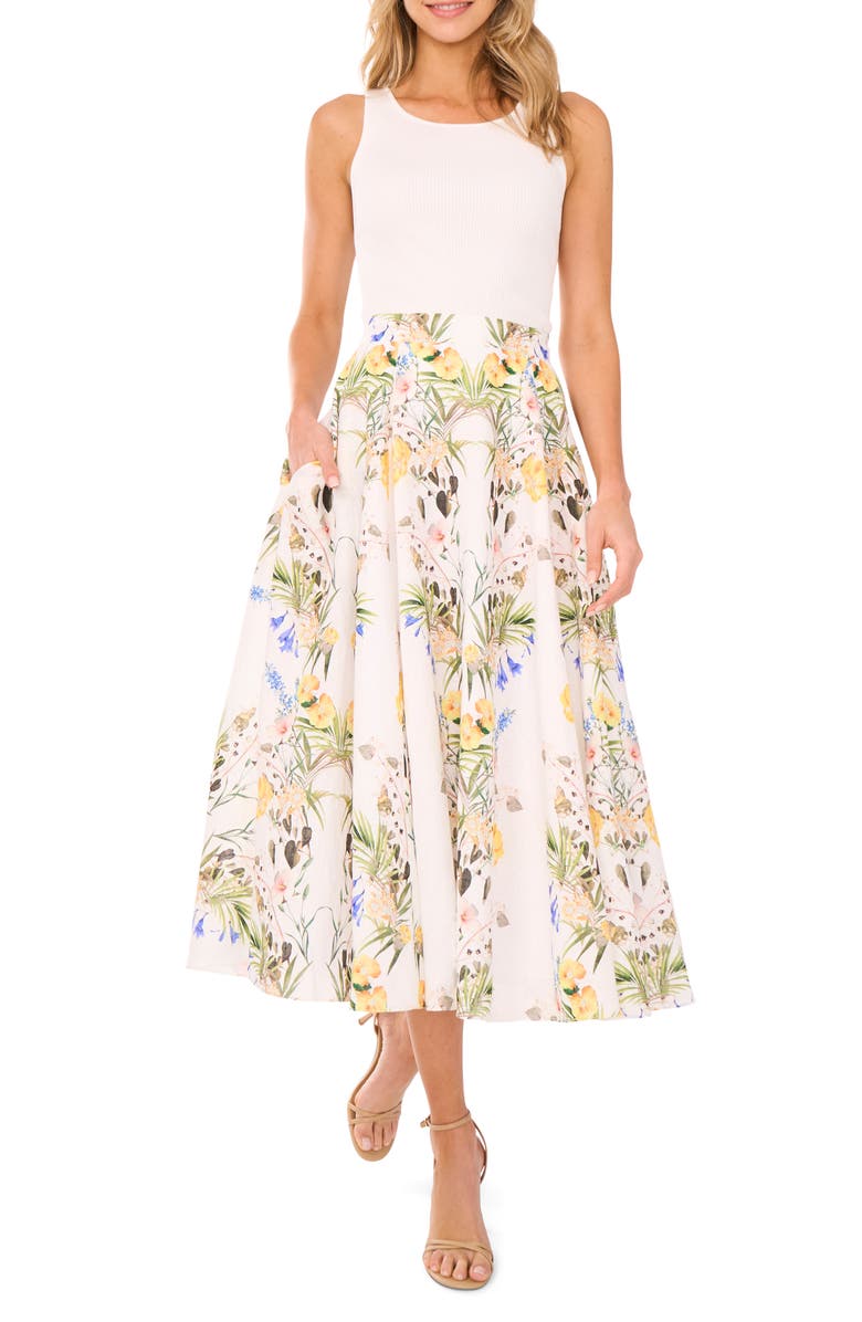 Ted Baker Floral Linen Midi Skirt, Main, color, 