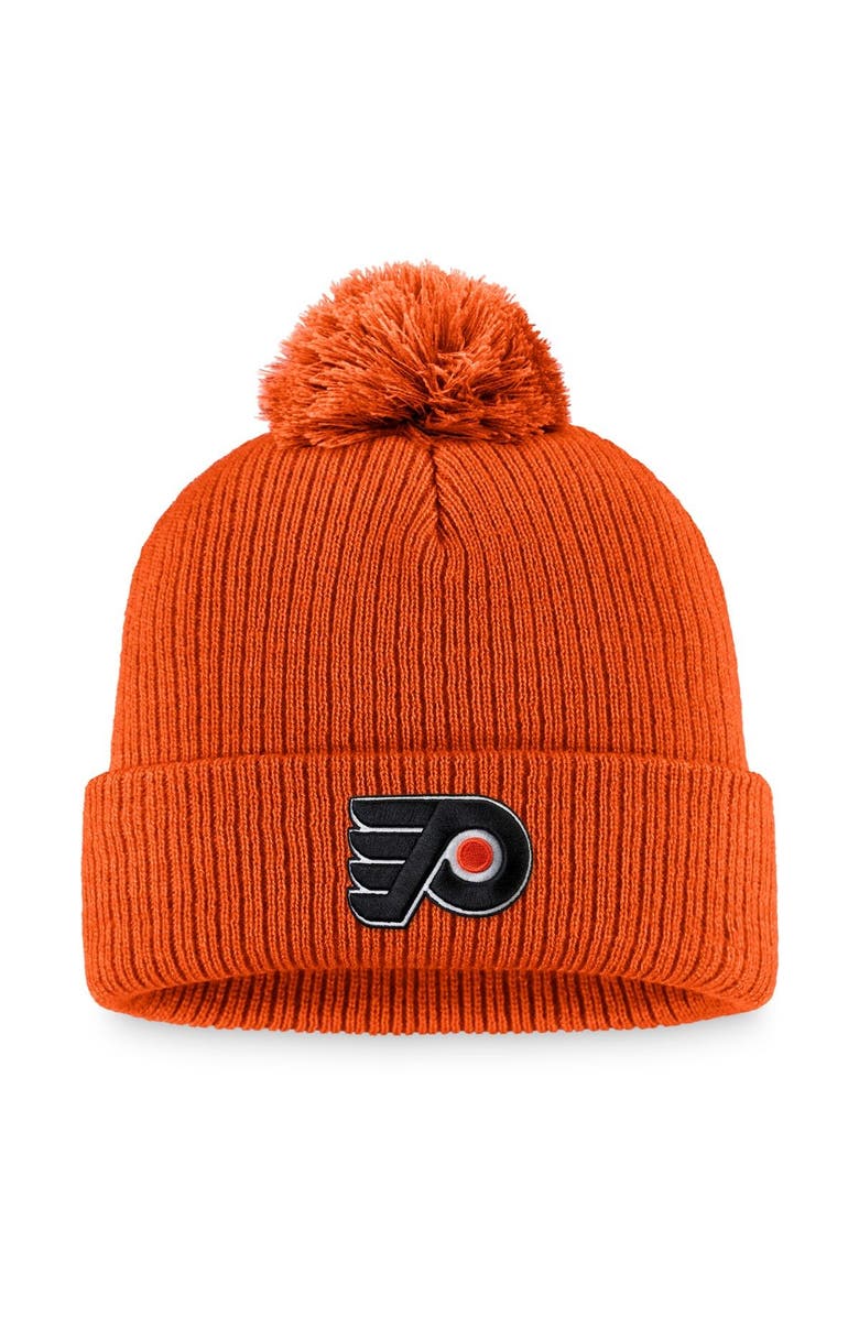 FANATICS Men's Fanatics Branded Orange Philadelphia Flyers Core Primary Logo Cuffed Knit Hat with Pom, Main, color,