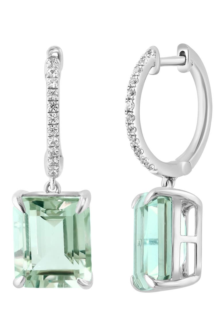 Sterling Silver Green Amethyst & White Sapphire Drop Earrings, Alternate, color, GREEN
