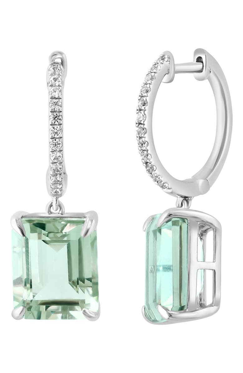 EFFY Sterling Silver Green Amethyst & White Sapphire Drop Earrings, Alternate, color, Green