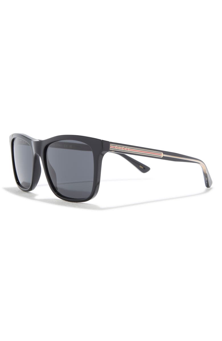 Gucci 57mm Square Sunglasses, Alternate, color, Black Black Grey