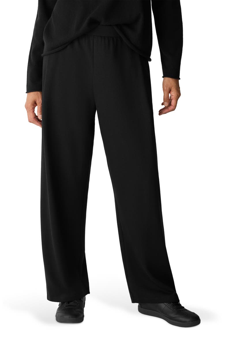 Pleated Straight Leg Ankle Pants, Main, color, BLACK