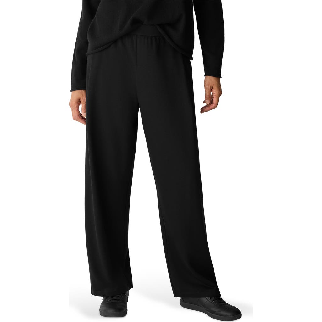 Eileen Fisher Pleated Straight Leg Ankle Pants In Black