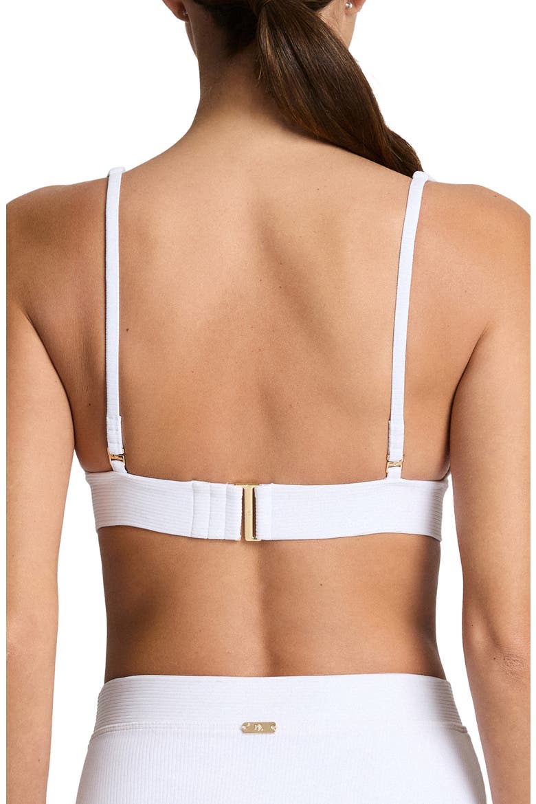Banded Modern V-Neck Bikini Top, Alternate, color, WHITE