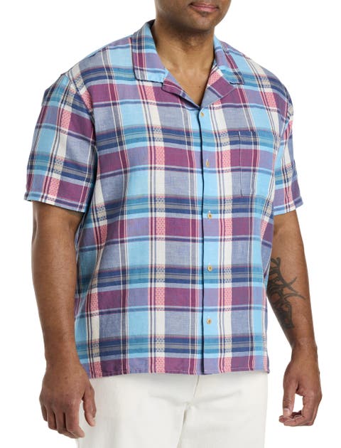 Big & Tall Plaid Linen Sport Shirt