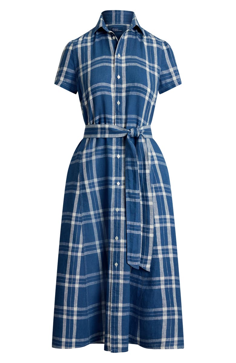 Polo Ralph Lauren Plaid Linen Shirtdress, Alternate, color,