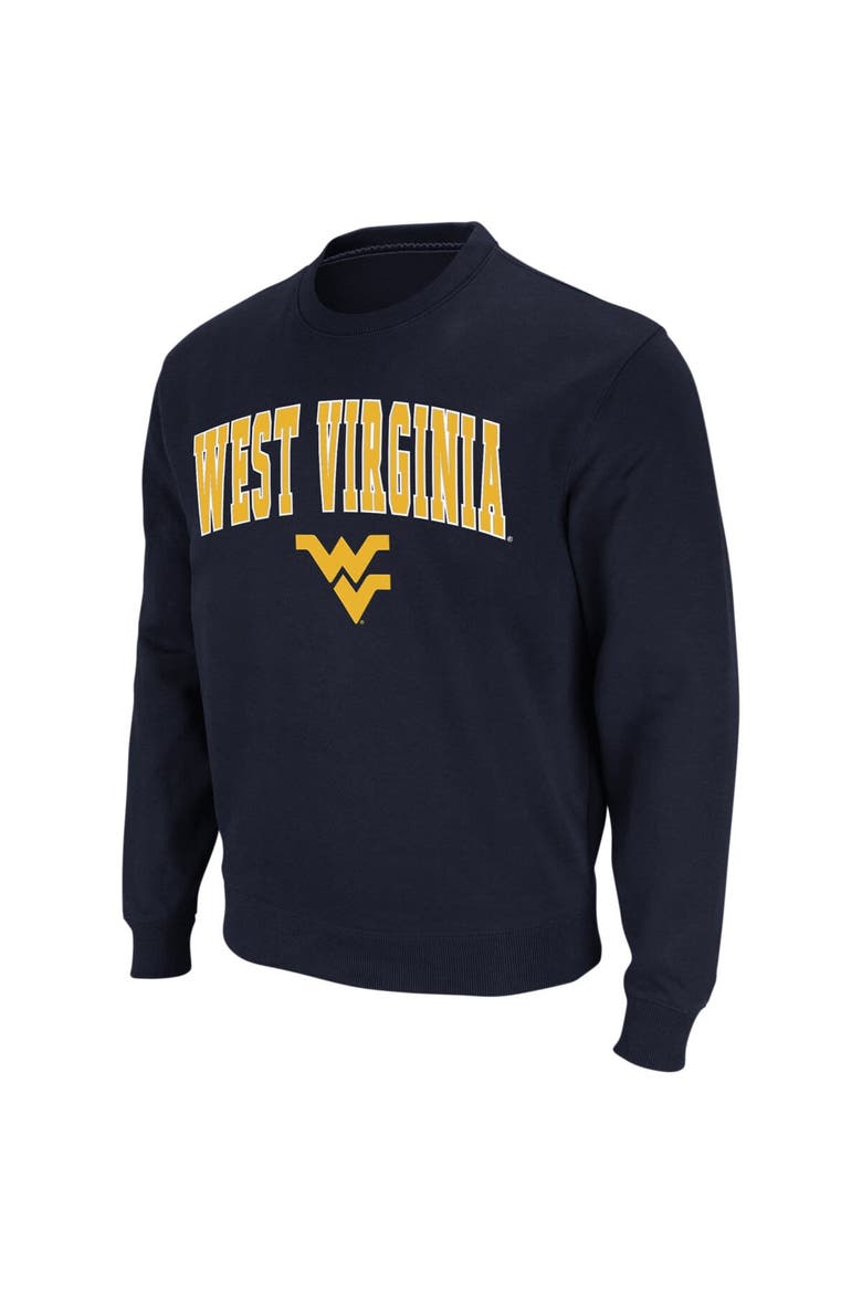 Men's Colosseum Navy West Virginia Mountaineers Arch & Logo Crew Neck Sweatshirt, Alternate, color, Navy