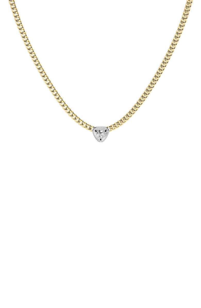 HauteCarat Trillion Cut Lab Grown Diamond Pendant Necklace, Main, color, 18K Yellow/ Blackened Gold