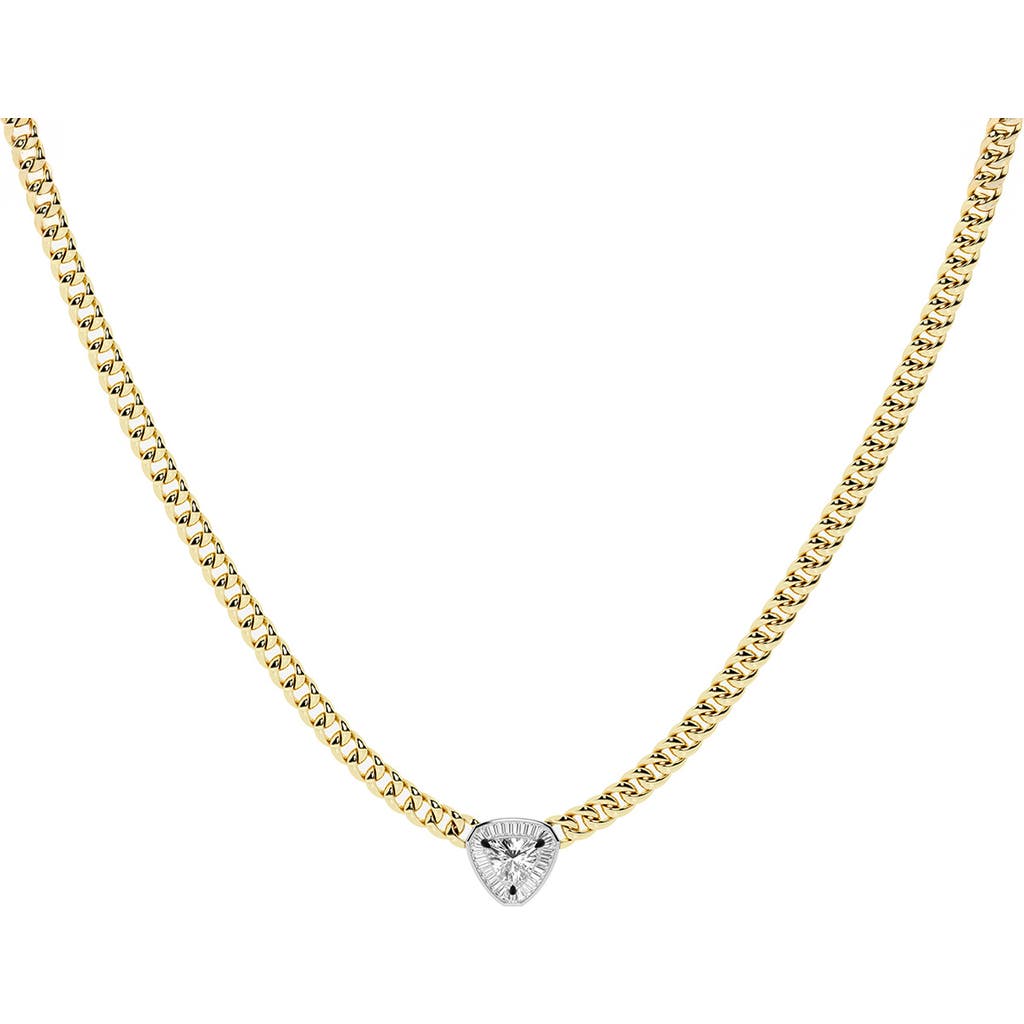 Hautecarat Trillion Cut Lab Grown Diamond Pendant Necklace In Gold