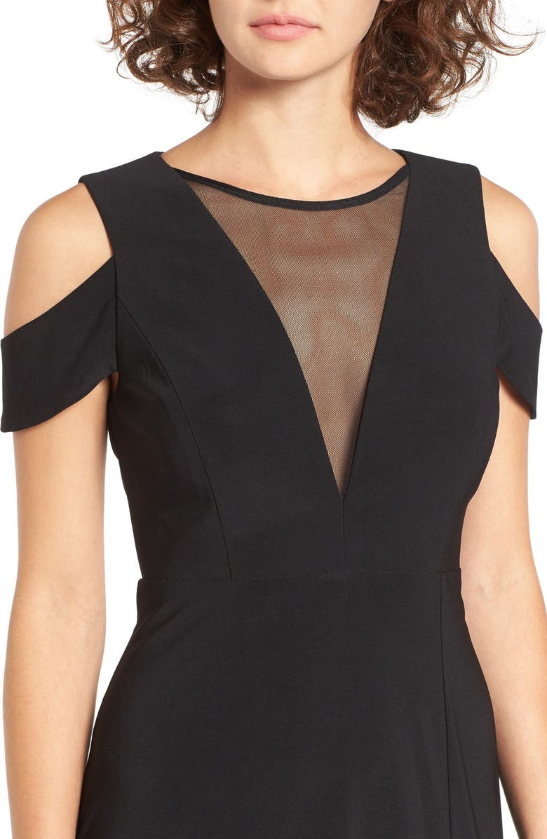 Morgan & Co. Illusion Mesh Gown, Alternate, color, 