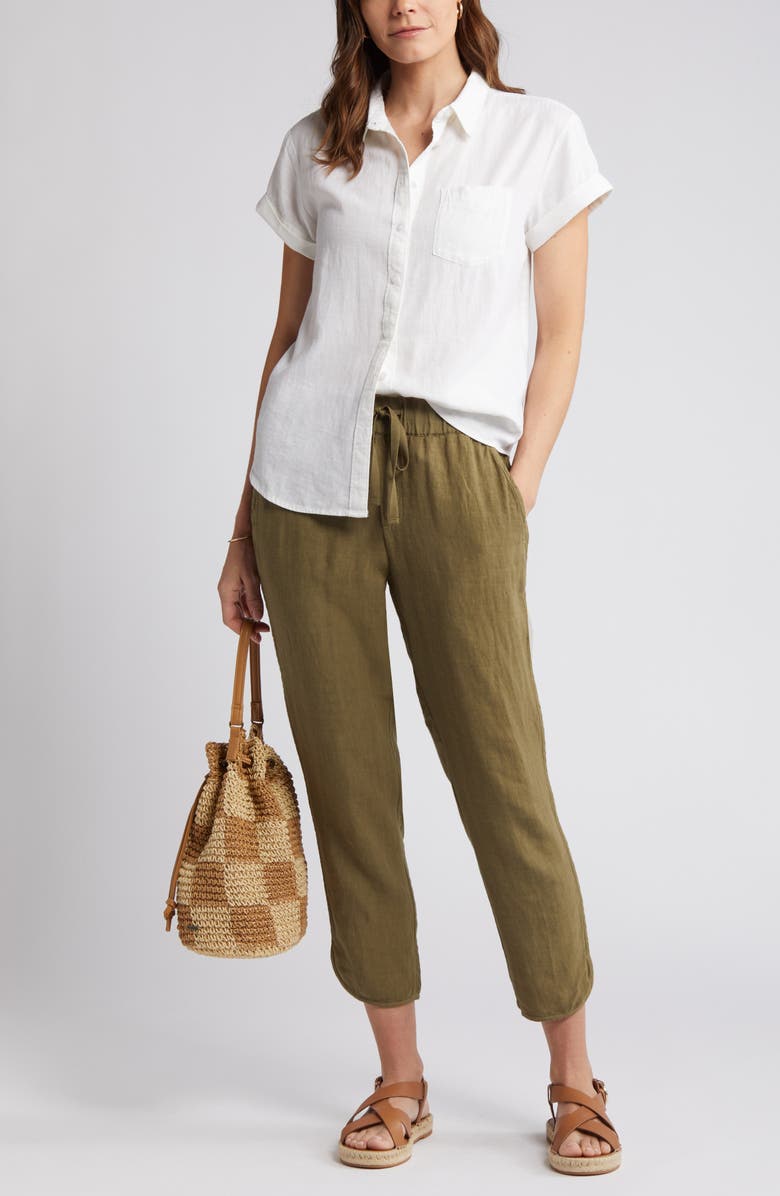 Caslon<sup>®</sup> Linen Blend Camp Shirt, Main, color, 