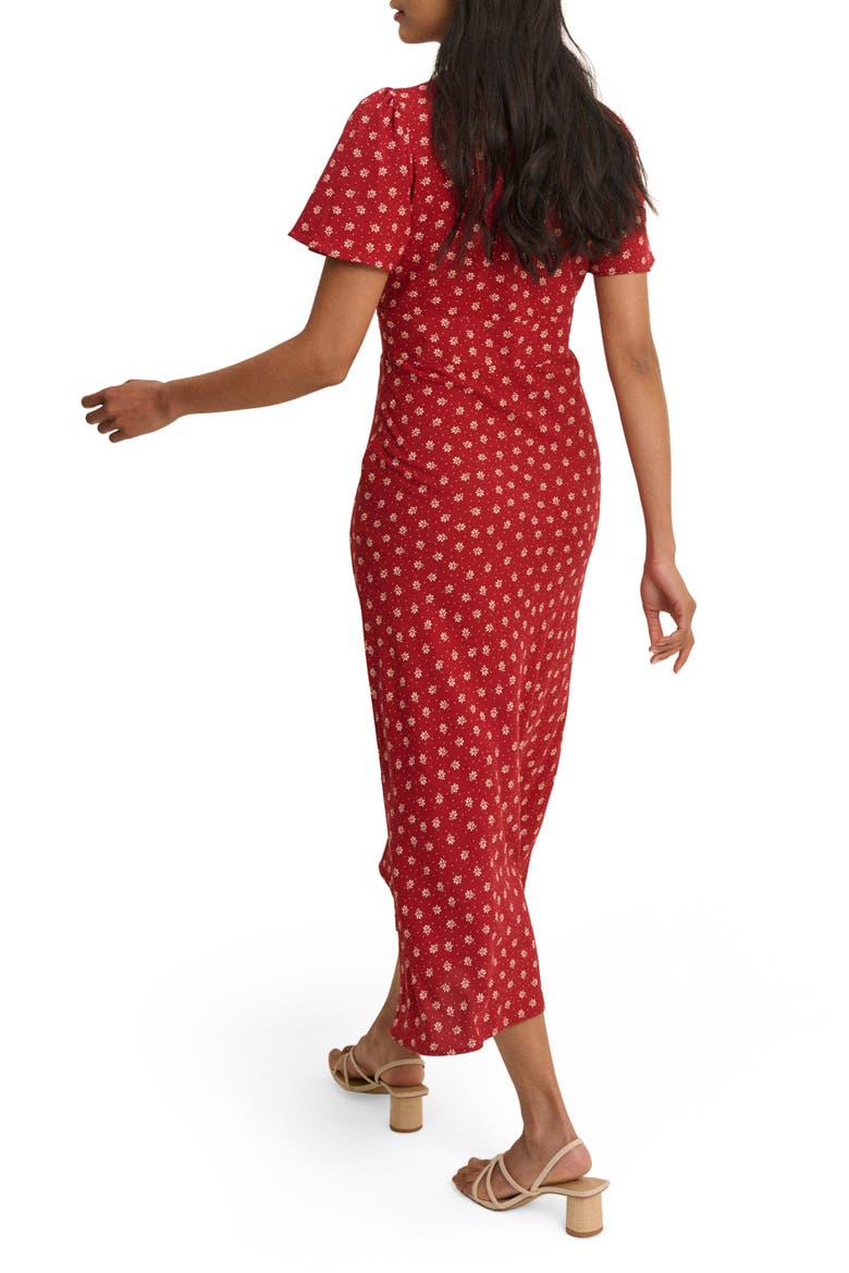 Faith Flutter Sleeve Midi Dress, Alternate, color, RED