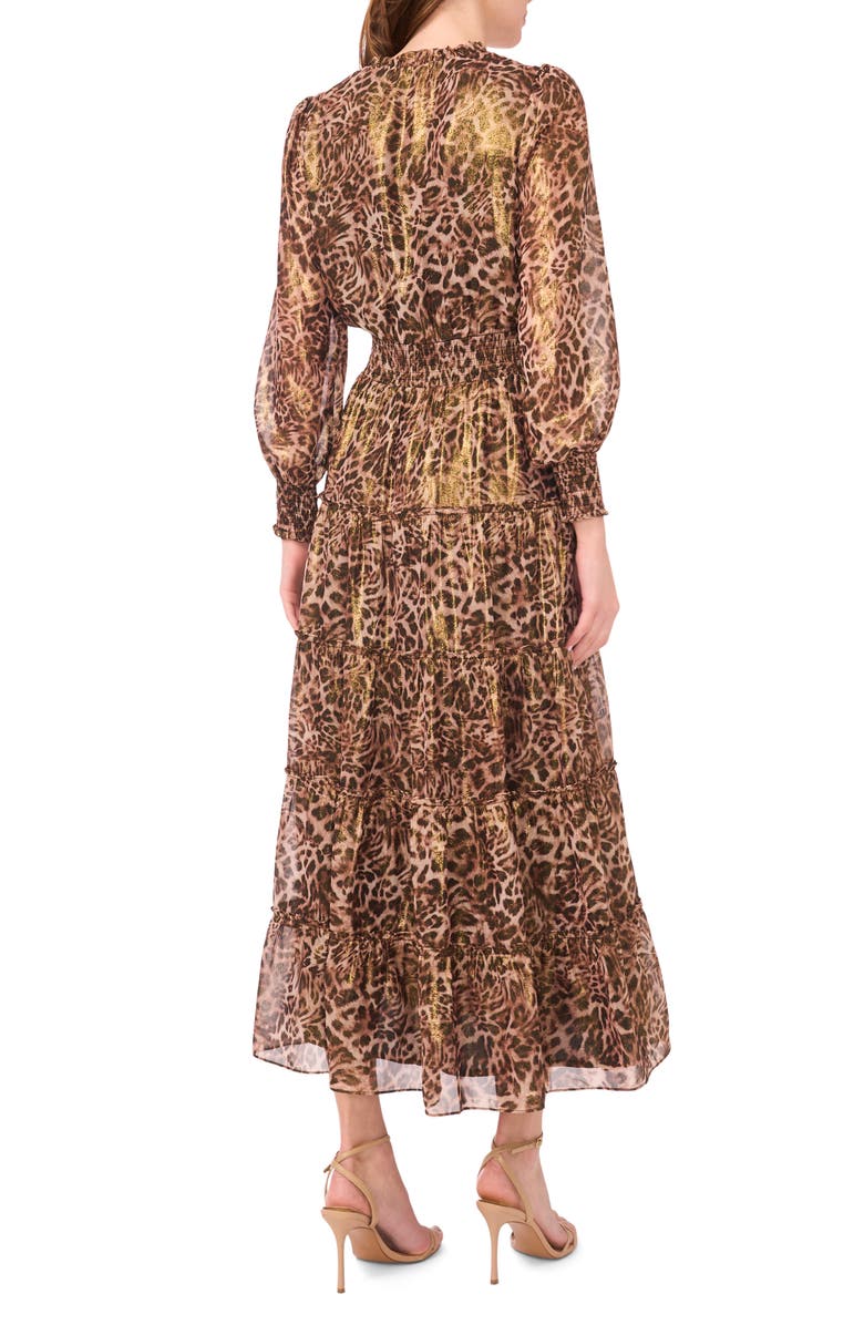 Halogen<sup>®</sup> Long Sleeve Tiered Midi Dress, Alternate, color, Brownstone