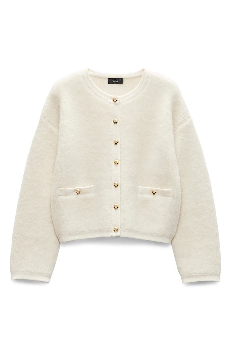 rag & bone Kaia Boxy Bouclé Cardigan, Alternate, color, Ivory