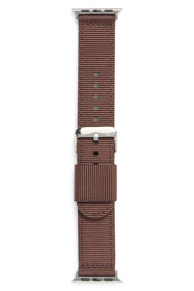 Canvas Smartwatch Band, Main, color, BROWN- SILVER