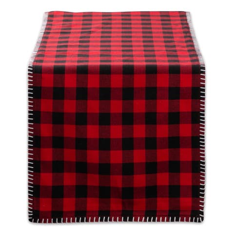 Christmas Buffalo Check Embroidered Table Runner