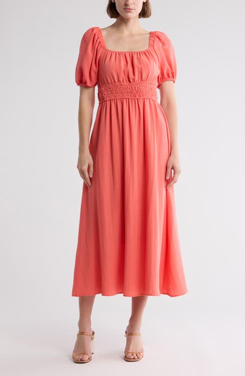 Puff Sleeve Midi Dress
