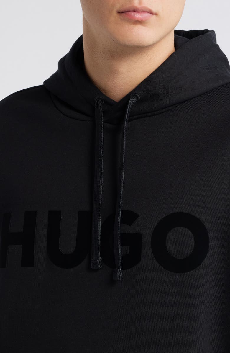 HUGO Ditchle Oversize Logo Graphic Hoodie, Alternate, color, Black