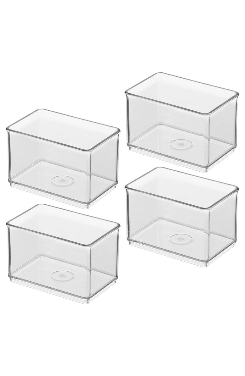 iDesign Small Shallow Organizer Bin - Fits Inside Large Storage Bins, Set of 4, Main, color, Clear