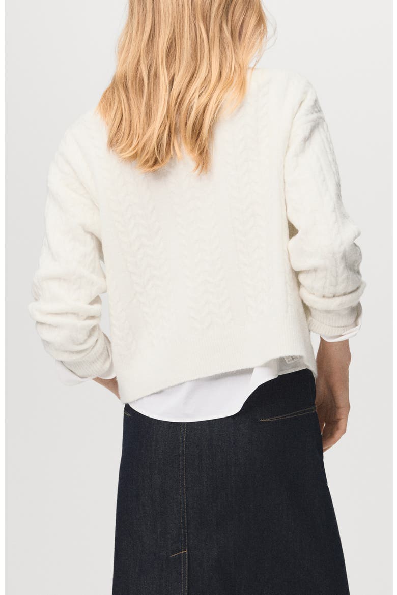 Cable Stitch Crewneck Sweater, Alternate, color, ECRU