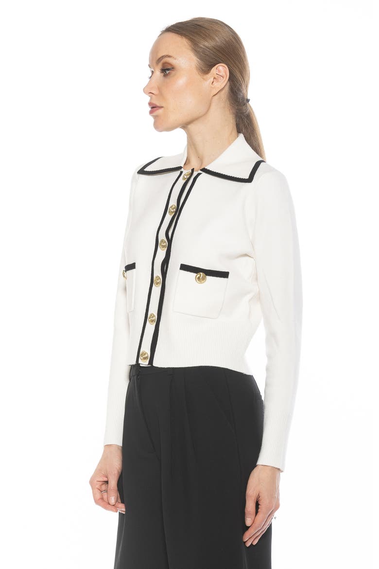 Mari Tipped Sweater Jacket, Alternate, color, IVORY