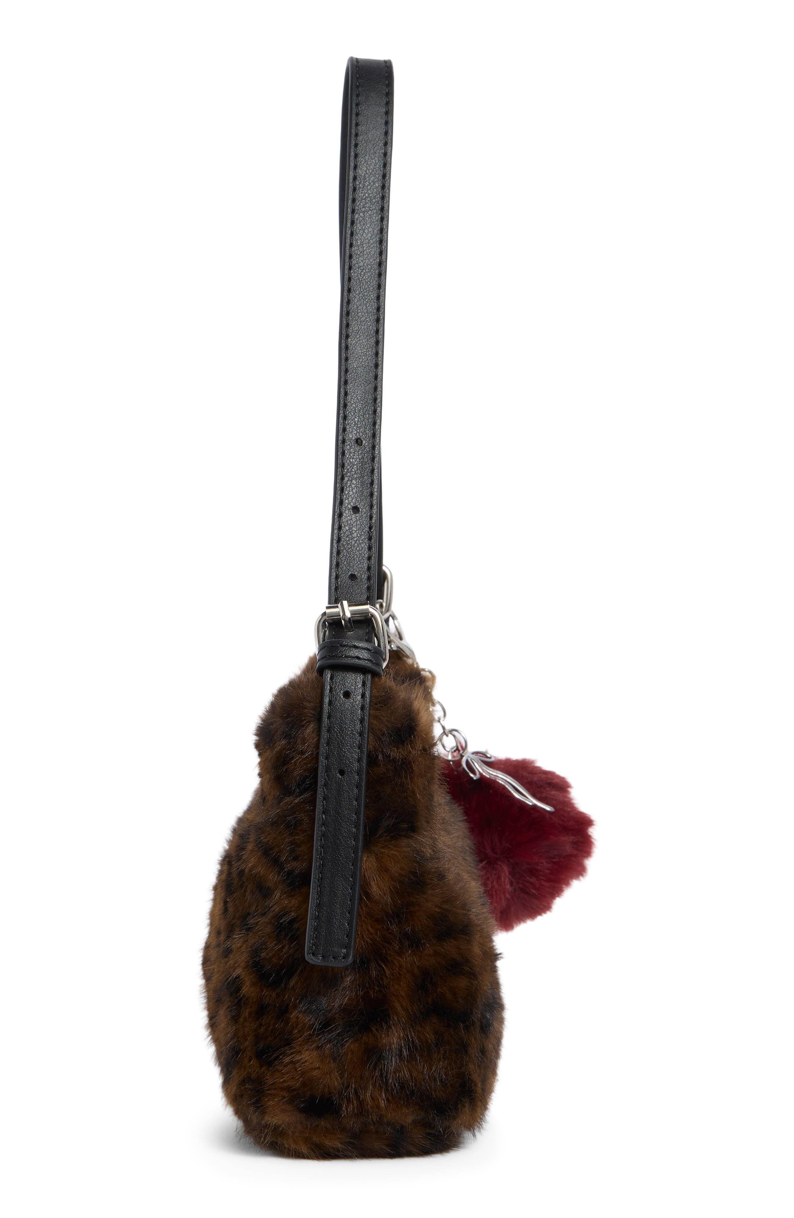 Faux Fur Baguette Shoulder Bag, Alternate, color, LEOPARD