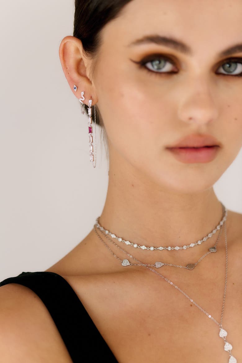 Snake Chain Earrings, Alternate, color, Silver