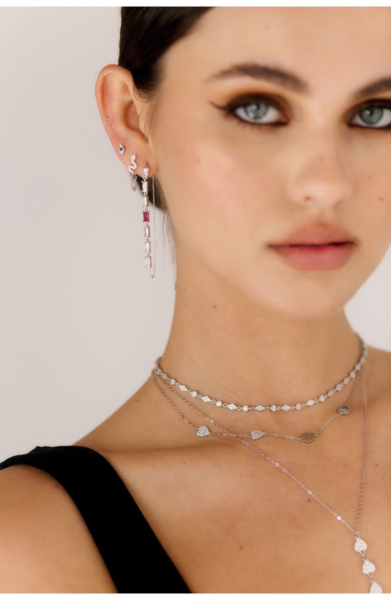 Mazin Jewels Snake Chain Earrings, Alternate, color, Silver