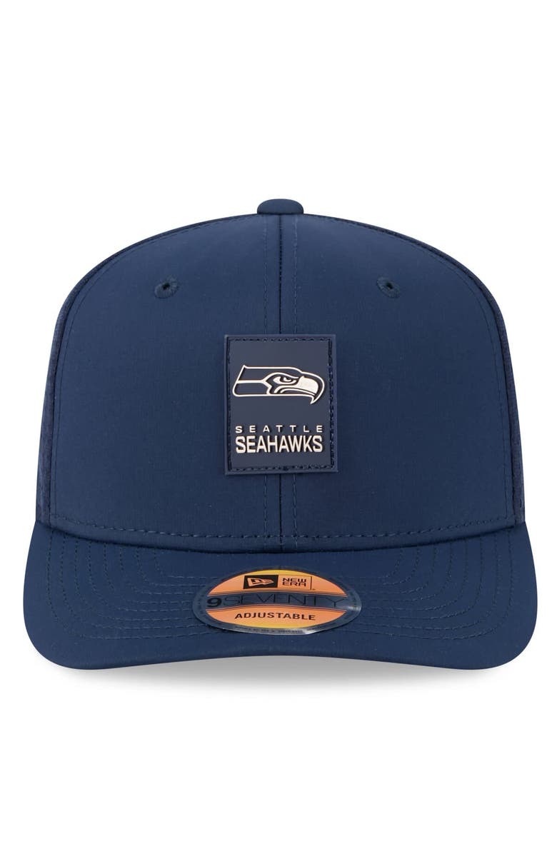 New Era Men's New Era College Navy Seattle Seahawks 2025 Sideline 9SEVENTY Trucker Adjustable Hat, Alternate, color, College Navy
