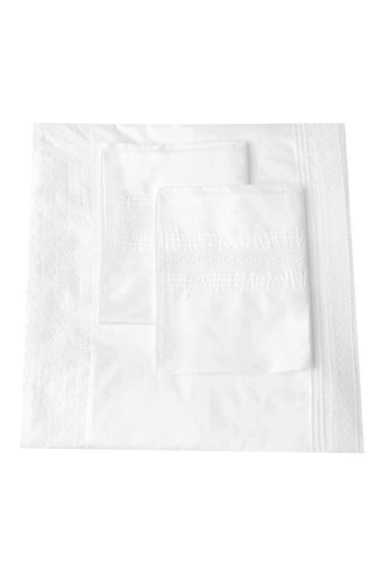 Emma Embroidered Cotton Duvet Set, Main, color, WHITE