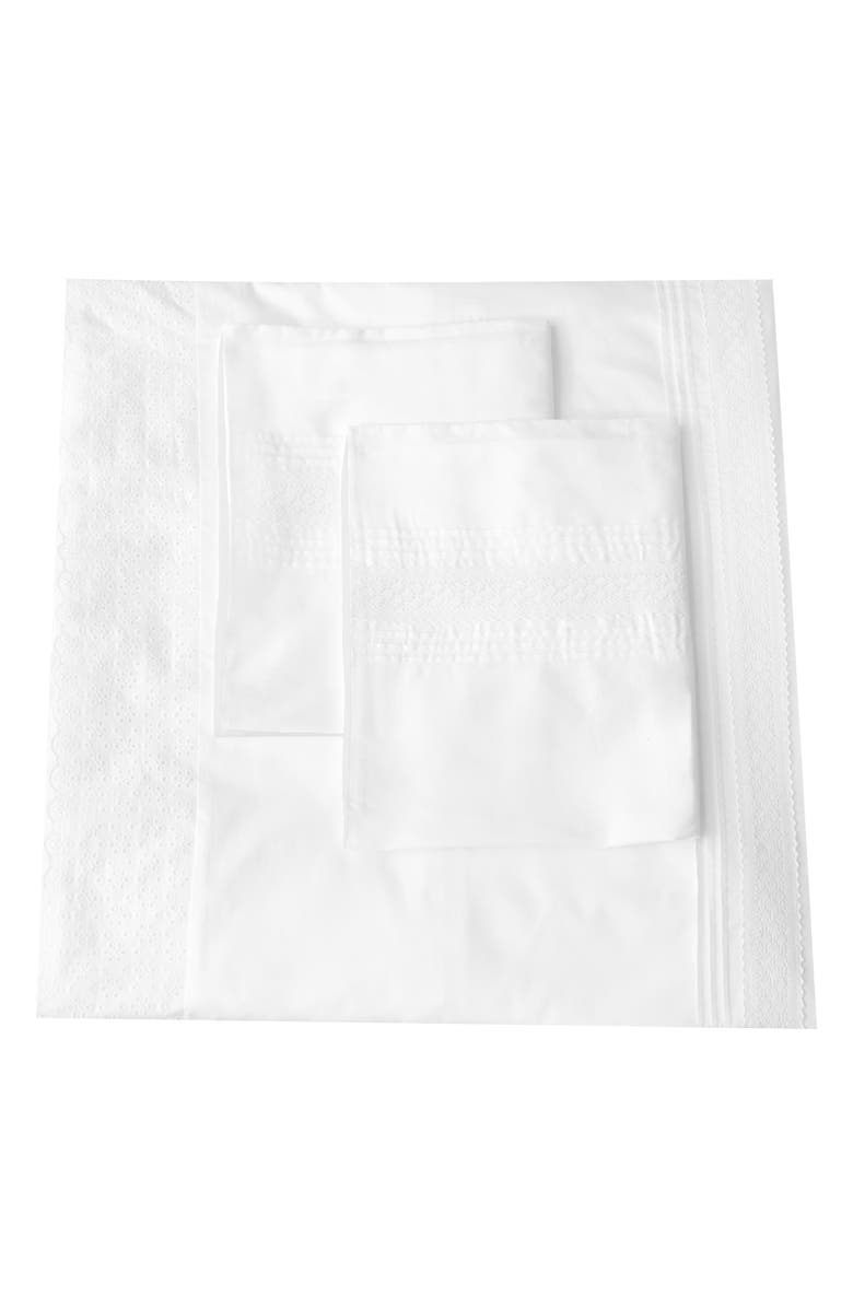 MELANGE HOME Emma Embroidered Cotton Duvet Set, Main, color, White