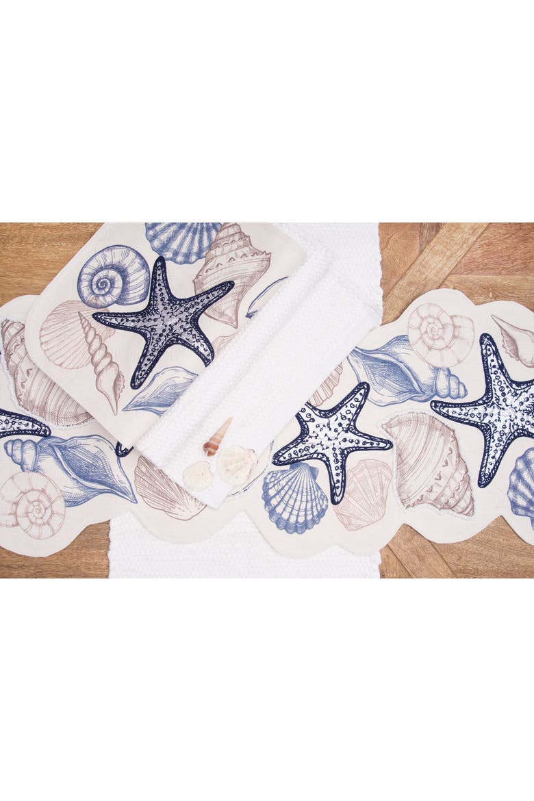 Vintage Shells Collection Machine Washable Novelty Shaped Table Runner 14" x 51", Alternate, color, Beige